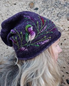 Merino wool knitted beanie hat with embroidery bird and Scottish heather, purple and green,soft and casual Christmas gift for her. Size:57-59 cm/22,4-23,2 inches Please note that colors and embroidery of the product may vary a little one monitor to another. Embroidery Bird, Scottish Heather, Knitted Beanie Hat, Daniel Fast, Heather Purple, Green Soft, Knitted Beanie, Heather Green, Quality Hats