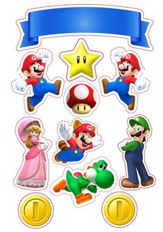 super mario and friends stickers on a white background