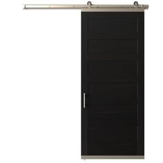 The JELD-WEN Rustic Wood DesignGlide Barn Door Kit combines style and function. The painted door paired with satin nickel hardware adds charm to any space. Looks great in a home office, pantry, closet, bathroom or laundry room. They're also a perfect choice for tight spaces. JELD-WEN 36-in x 96-in Black Maple Wood Solid Core Barn Door (Hardware Included) | LOWOLJW248400015 Closet Bathroom, Office Pantry, Painted Door, Satin Nickel Hardware, Barn Door Kit, Pantry Closet, Storm Door, Solid Core, Door Kits