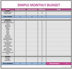 a simple budget spreadsheet with the words,'simple money budget'in it