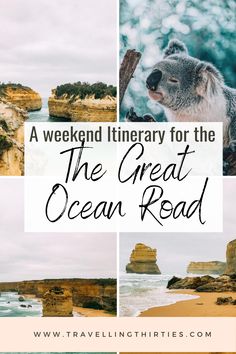 the great ocean road in australia with text overlay