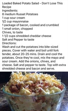 Loaded Baked Potato Salad, Goat Milk Recipes, Baked Potato Salad, Loaded Baked Potato, Loaded Baked Potatoes, Best Salad Recipes, Potato Side Dishes, Baked Potatoes