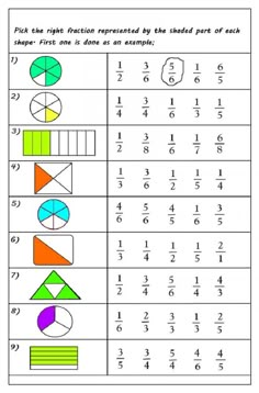 the worksheet for addition and subtraction with fraction numbers on each side