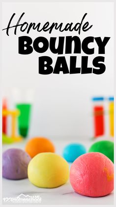 homemade bouncy balls with text overlay