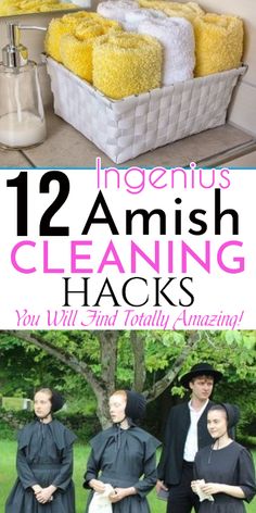 towels are stacked on top of each other with the words, 12 genius cleaning hacks