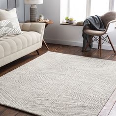 Craft a space that fulfills both your style and functional requirements with the Billow Collection. This contemporary rug boasts neutral tones, modern geometric patterns, and a high pile, providing incredible coziness. allen + roth Lifestyle Performance Billow 7 X 10 (ft) Cream Indoor Geometric Spot Clean Only Area Rug in White | 251341 Modern Rugs Grey, Living Room Refresh, Apartment Decor Ideas, Room Refresh, Linear Pattern, Rugs And Mats, Modern Area Rug, Geometric Area Rug, Contemporary Living Room