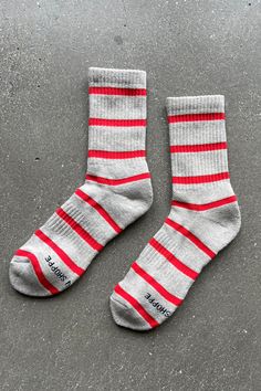 Striped Boyfriend Socks - Red Stripe – Le Bon Shoppe