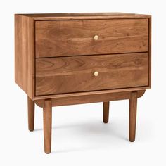 a wooden dresser with two drawers on one side and an open drawer on the other