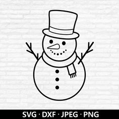 a snowman with a top hat and scarf on it's head is shown