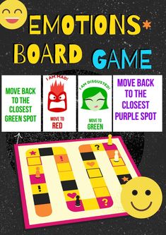 an image of a board game with the words emotions board game