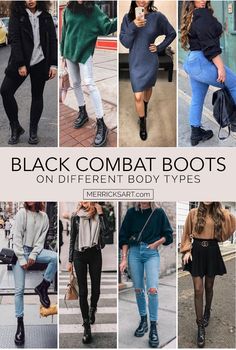 how to wear combat boot outfits Womens Lace Boots, Boot Outfit Ideas Women, Combat Boot Styling, How To Style Platform Combat Boots, Outfits With Black Combat Boots Fall, Black Lace Up Boots Women, Black Platform Boot Outfit, Black Military Boots Outfit, Combat Fashion Women