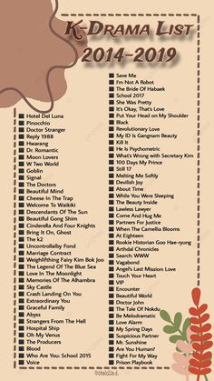 the kdrama list for 2013 - 2019 is shown in brown and beige colors