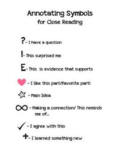 an annotating symbols for close reading