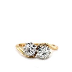 two stone diamond ring in yellow gold