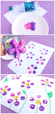 paper plate flowers are being made with crafty morning printables for kids to make