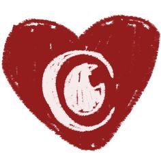 a heart with the letter c painted on it