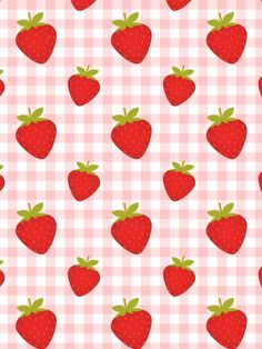 a pattern with strawberries on a checkered tablecloth