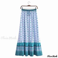 Olivia Mark - Watermark-Positioned Printed Belt Elastic Waist A-line Midi Skirt Snowboarding Hairstyles, Outfits Coquette, Outfit Coquette, Dress Dinner, Hyper Feminine, Coquette Outfit, Feminine Outfits, Printed Long Skirt, Bow Coquette