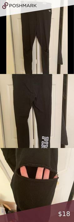 PINK Open knee work out pant size S Secret Pants, Work Out, The Social, Black Jeans, Cut Out, Victoria's Secret, Best Deals