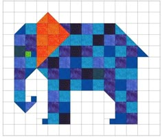 an elephant made out of squares on a white background