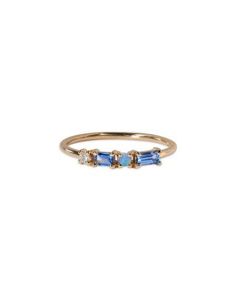 Wwake 14K Yellow Gold Brickwork Blue Sapphire, Diamond & Opal Pillar Ring Swimsuit Cover Up Dress, Lounge Sweater, Blue Sapphire Diamond, Brickwork, Small Accessories, Blue Rings, Sapphire Diamond, Modern Boho, Blue Gold