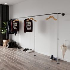 Idia Clothes Rail Hanging Rails Clothing Open Closets, Scaffolding Clothes Rail, Railing Wardrobe, Dressing Room Spare Bedroom, Wall Mounted Clothes Rail, Open Wardrobe Ideas Bedroom, Clothes Rail Bedroom, Open Wardrobe Ideas, Bedroom Industrial Style