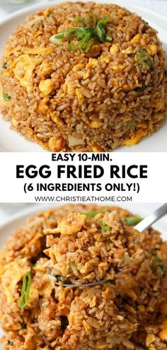 If you have eggs and leftover rice, this easy 10-minute fried rice recipe is the best go-to meal! Made with only 6 ingredients, this is a great main dish, side dish or meal that is budget friendly! I share tips to make it taste like Chinese takeout. Fried Rice Egg Recipe, How To Make Stir Fry Rice, Easy Stir Fried Rice, Leftover Chinese Rice Recipes, Rice Cooker Fried Rice With Egg, Fry Rice Recipe Chinese Food, Best Egg Fried Rice Recipe, Meals With Leftover Rice, Quick Easy Fried Rice