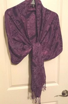 Women Purple Paisley Scarf 76x20" (w/o fringe) Pashmina Shawl Wrap Reversible Fringed NWOT. Stevie Nicks Concert, Purple Shawl, Paisley Scarf, Paisley Scarves, Purple Paisley, Pashmina Shawl, Shawl Wrap, Stevie Nicks, Scarf Wrap