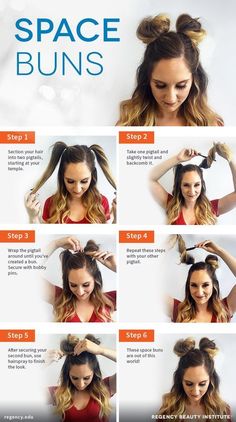 Rave Buns Hair, Panda Ears Hairstyle, Curl Hair With Blow Drier, Panda Buns Hairstyles, Festival Buns Hairstyles, Half Up Space Buns Tutorial, Bear Buns Hairstyle, Bear Ear Hairstyle, How To Do Pigtail Buns