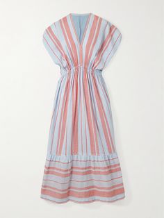 Each of lemlem's dresses are woven with special attention to detail by talented artisans. This 'Leila' style is cut from cotton-blend and patterned with orange stripes. The gathered, elasticated waist tempers the relaxed fit. Summer Style Guide, Cotton Kaftan, Dress Flats, Inspo Outfit, Red Midi Dress, Jeans Dress, Dressmaking, Women Collection, Denim Dress