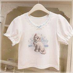 Coquette Cat, Fashion Airport, White Collared Shirt, Asos Tops, Clothes Summer, Cat T Shirt, Crop Top Sweater, Alternative Outfits, Cat T