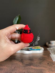 Crochet Amigurumi Cardinal plush toy keychain Cardinal Keychain, Bird Symbol, Keychain Amigurumi, Unique Keychain, Fundraiser Ideas, Unique Keychains, Ear Care, Adorable Crochet, Falkland Islands