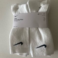 Wms 10-13 Mns 8-12 6 Pair Of Socks In Each Package. 1 Pack Is $22. Willing To Negotiate If Buying In Bulk. Gym Products, Dri Fit Socks, Nike Crew Socks, Poses Aesthetic, Iphone Obsession, Nike Socks, Nike White, Gift Exchange