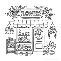 a flower shop with flowers in the window