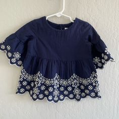 Very Cute, Barely Worn And Excellent Condition Gap Ruffled Short Sleeve Tops, Blue Spring Top For Play, Blue Spring Tops For Play, Cute Short Sleeve Gap Tops, Spring Blue Tops For Play, White Spring Blouse For Playtime, Cute Short Sleeve Tops For Play, Playful Blue Tops For Spring, Long Sleeve Tops For Playtime In Summer