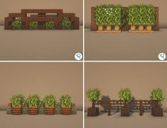 four different views of the same planter in minecraft, with multiple levels to choose from