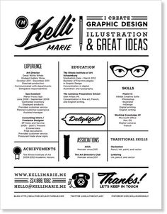 a black and white graphic design resume with glasses on the top, an eyeglasses in