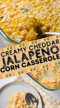 creamy cheddar jalapeno corn casserole is an easy and delicious side dish