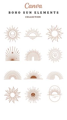 an image of the sun in different styles