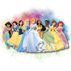 the disney princesses are all lined up together