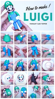 how to make luigi fondant cake topper - step by step instructions and pictures