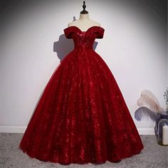 Off Shoulder Gown Prom, Burgundy Ball Gown, Puffy Prom Dresses, Masquerade Prom, Long Ball Gown, Red Quinceanera Dresses, Lace Burgundy Dress, Ball Gown Dress, Prom 2020