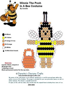 a cross stitch pattern for winnie the pooh in a bee costume with instructions to make it