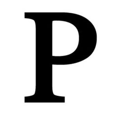 the letter p is shown in black and white