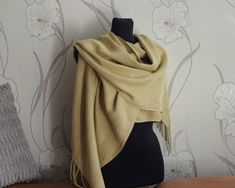 Hand woven scarf. Made of the beautiful high quality pure silk yarn. The scarf is soft, shiny and elegant. The colour  is amazing: golden beige "champagne" shade is very elegant & luxuriously looking.  Measurements: 80,7" inches (205 cm) long (not including 10 cm fringes on the ends of the scarf). 18,5" inches (47 cm) wide. Care instructions: Hand wash with the mild detergent. After the washing & drying You can iron the scarf with a steam on a "silk" temperature. Pure Silk Scarf, Woven Scarves, Handwoven Scarf, Silk Yarn, Pure Silk, Silk Scarf, Scarf Wrap, Shawl, Champagne