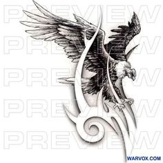 an eagle tattoo design on the back of a woman's arm