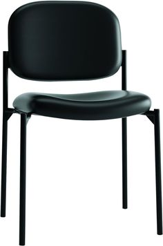 a black chair on a white background with no one in the room to see it