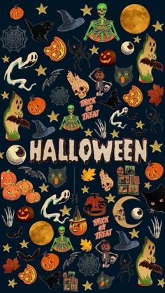 an image of halloween stickers on a black background