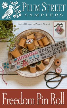 a book cover with some sewing supplies on it