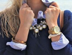 Jewelry is a perfect addition to any preppy outfit! Navy Blue Dress, Classy And Fabulous, Looks Style, Polyvore Outfits, Coco Chanel